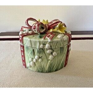Vintage Fitz and Floyd Lily Of The Valley Trinket Dish with Lid